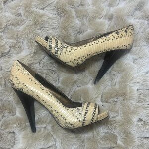 Aldo Cream Snake Skin Patterned Heels